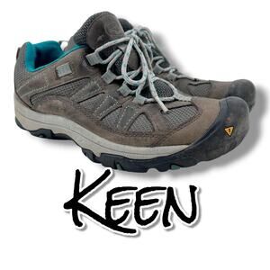 KEEN Palisades Hiking Trail Shoes 8 Brown Teal Lace Up Outdoor Walking Sneakers